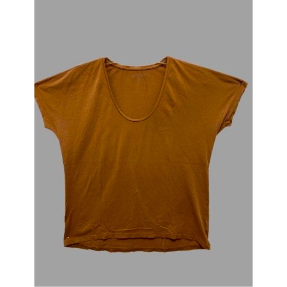 Women's Small EVERLANE Tee T-Shirt Deep CrewNeck Cotton Coffee Beige Color